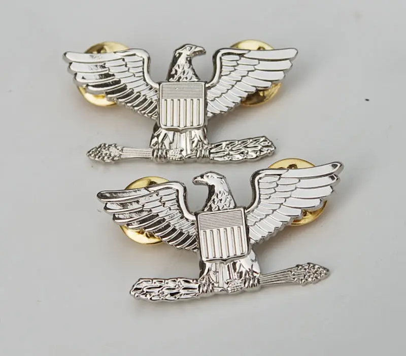 

Pair WW2 WWII US Army Colonel Eagle War Bird Device Pin Badge Insignia -US215