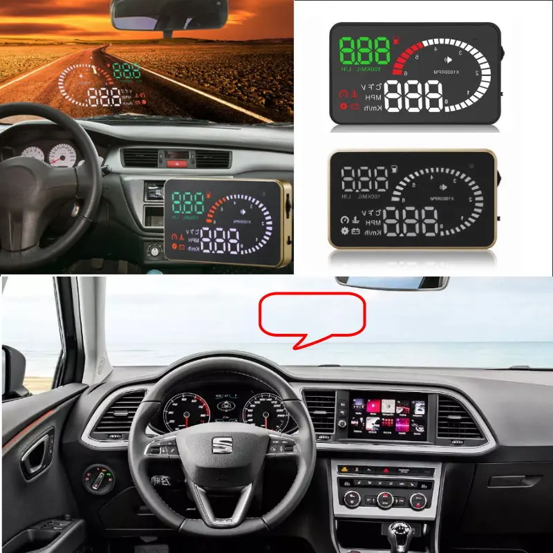 

Car HUD Head Up Display For Seat Leon/Ibiza/Cover/Altea/Alhambra 2009-2019 OBD HUD Safe Driving Screen Projector