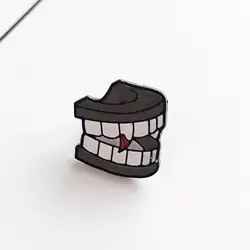 Vampire Teeth Metal Enamel Brooch Creative Denture Badge Pin Halloween Costume Backpack Jewelry Accessories Gift For Friends