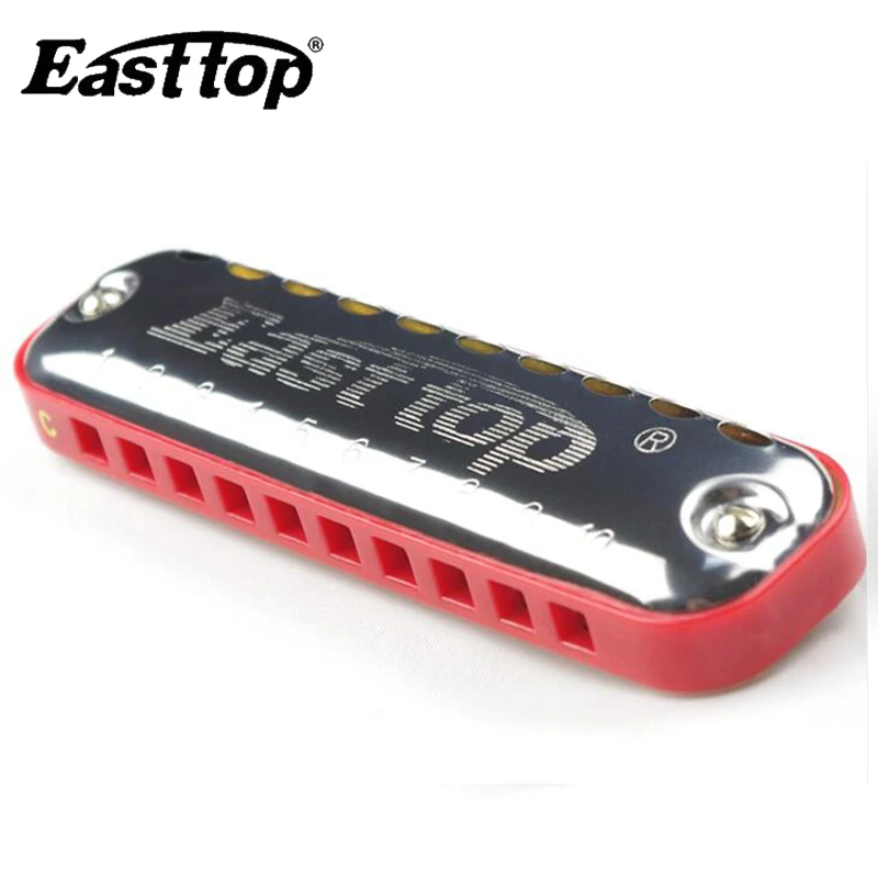 Easttop T10-1 10 Hole Blues Harmonica Diatonic Harp 10 holes Blues Oval Playing Harmonica (Key of C) Gift for Children