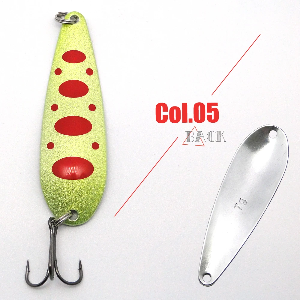 JERRY 7g Glittering UV Color Treble Hook Metal Bait Freshwater Ultralight Lake Stream Trout Fishing Spoon