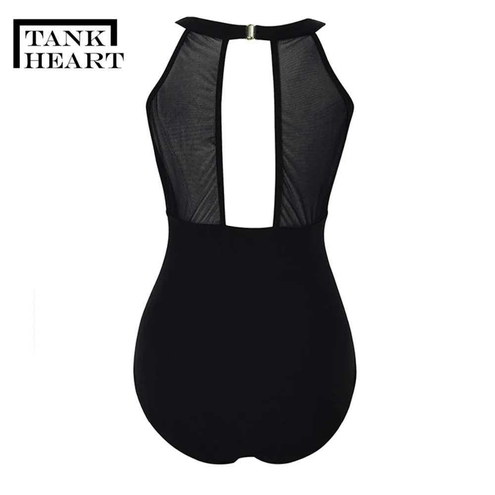 Tank Heart Sexy Potos One-Piece Suits Monokini Plus Size Swimwear Women One Piece Swimsuit female Retro Print Badpak Swim suit