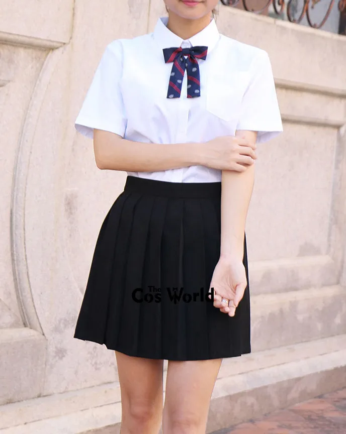 Japanese Women\'s Summer High Waist Pleated Plaid Skirts JK School Uniform Anime Cosplay Costumes
