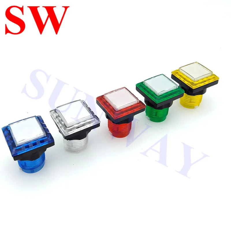 

20pcs free shipping 32mm LED Illuminated Arcade Button/Square Push Button with MicroSwitch and LED Light for Coin Operated Games