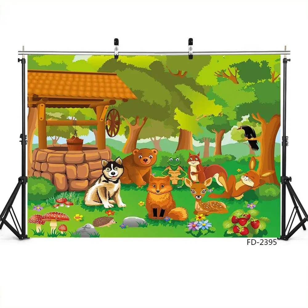 Forest Animals Well Photographic Backdrops Vinyl Photo Studio for Baby Children Baby Party Photobooth Photophone Camera Photo