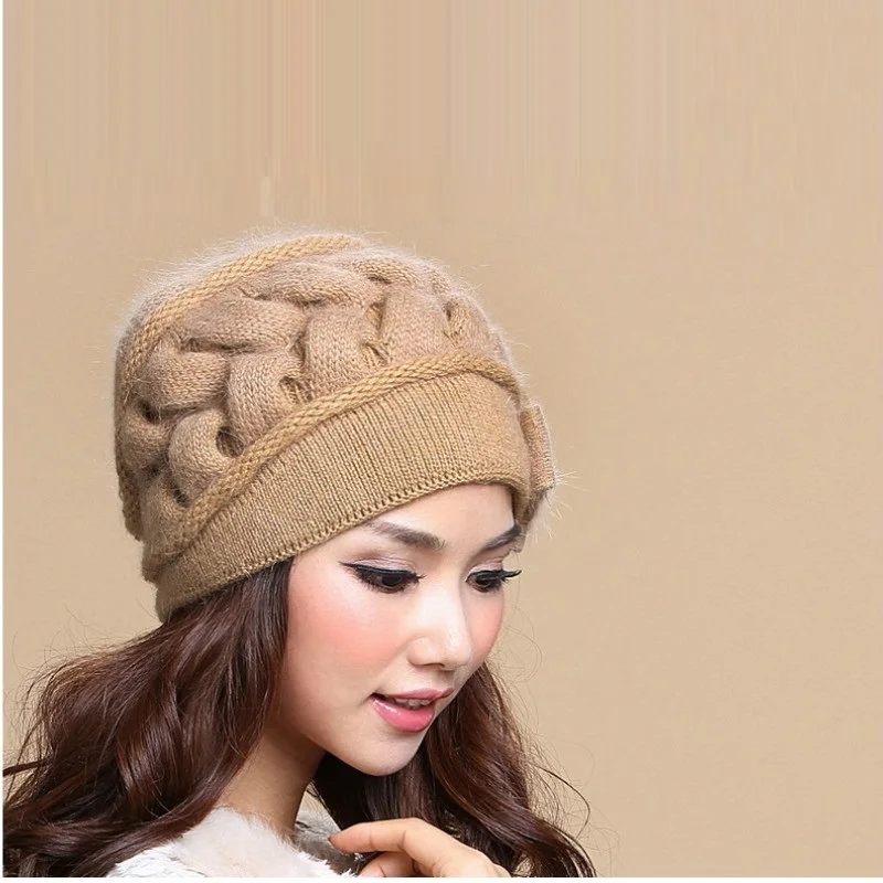 New Arrival Middle-aged Lady Winter Knitting Hat Female Fashion Wool Hat Girls Warm Knitting Wool Hat Cap Knitted Hat  B-7605