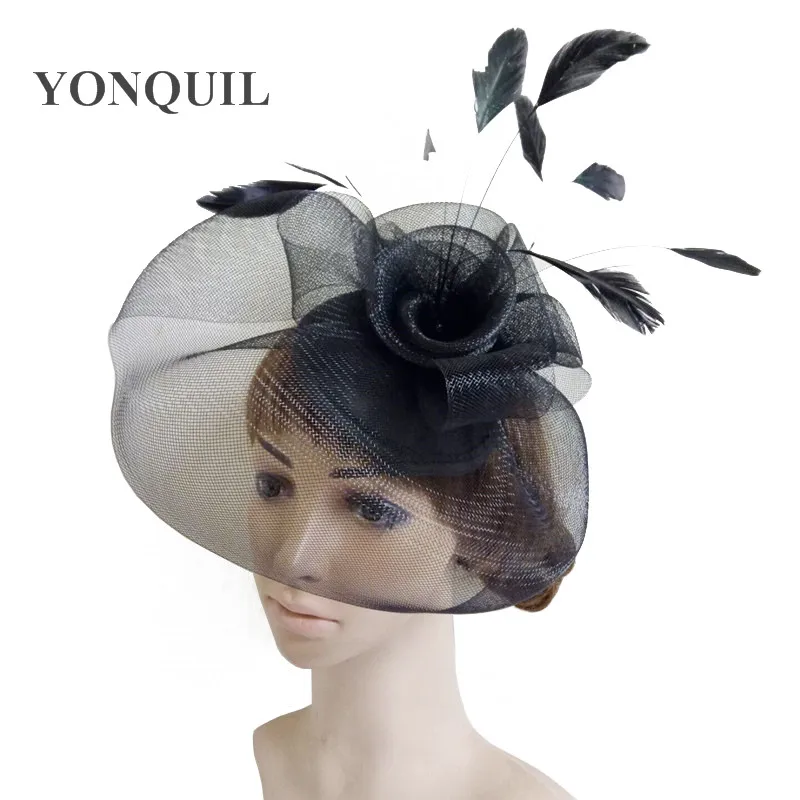 

3 Colors High Quality Fascinators Hats Headbands Church Vintage Black Nice Bridal Hair Accessoires Millinery Headwear Retail