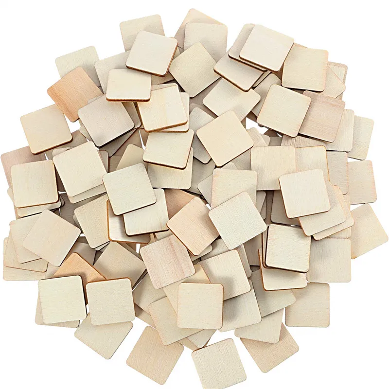 50pcs 30mm 1.18inch Square plywood Wooden Blank Wood Slices DIY Crafts Common wood for Creating Jewelry DIY