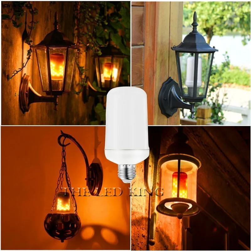 

1- 10X 3 modes+Gravity Sensor E27 LED Flame Effect Fire Light Bulb 9W Creative Lights Flickering Emulation Decorative Flame Lamp