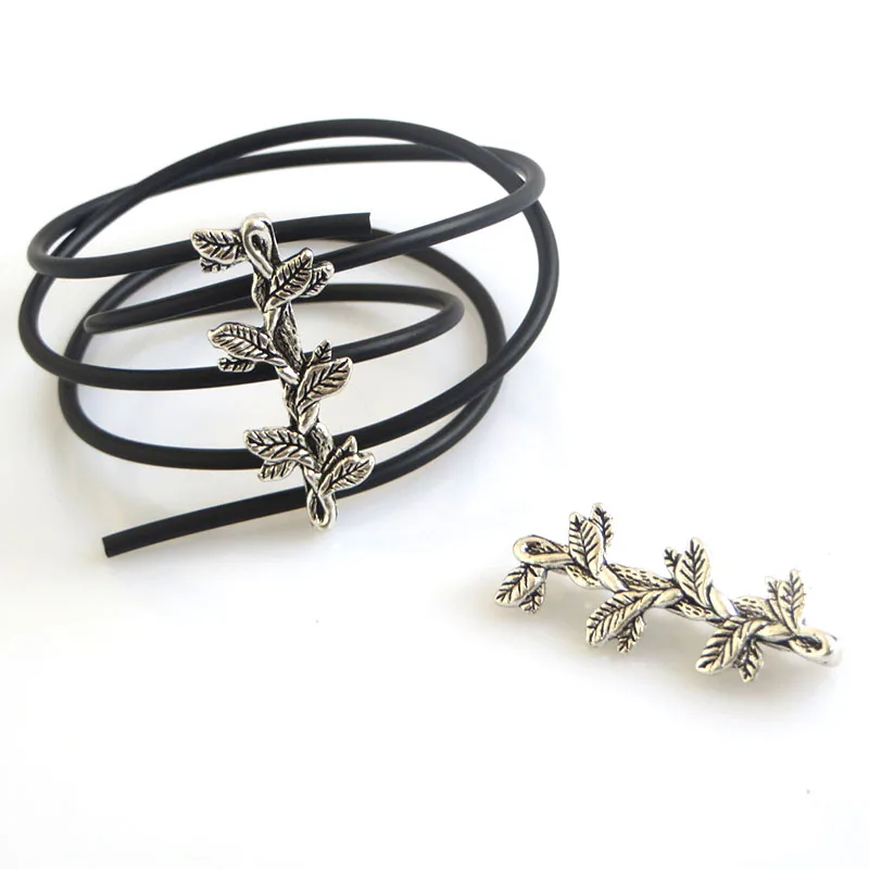 

10Pcs Antique Silver Color Branches Leaves 7 Holes Slider for Bracelet Findings Making