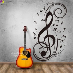 Music Note Large Note Floral Wall Sticker 95CMX56CM Musical Note Rock Jazz Band Wall Decal Baby Nursery Kids Room Vinyl Mural
