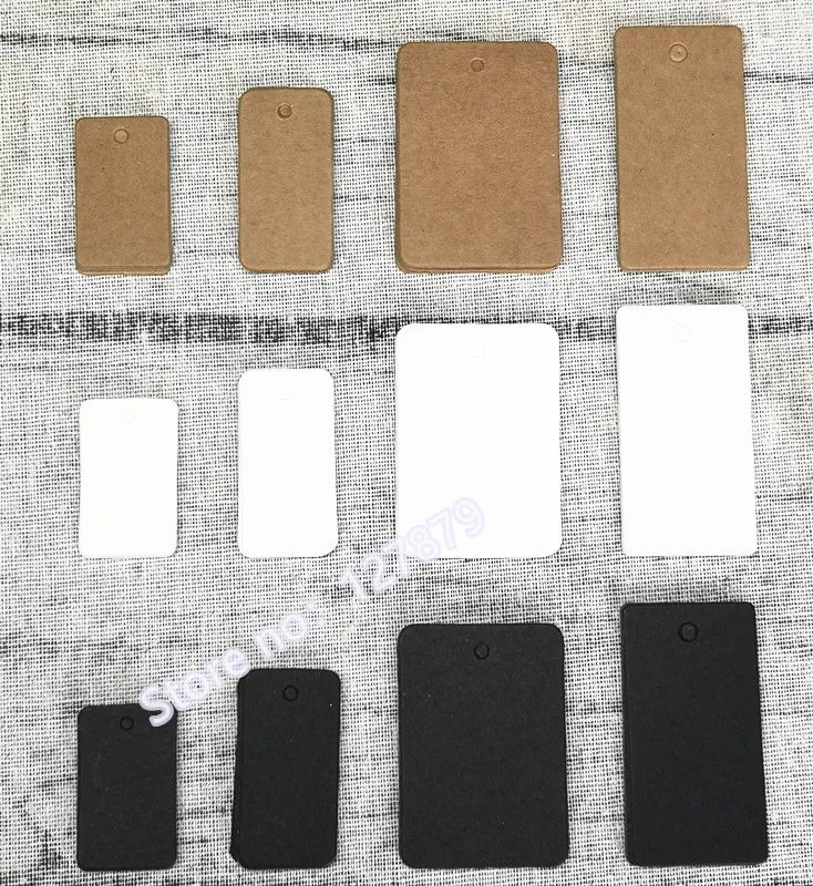 100pcs White Black Kraft Paper Blank Rectangle Packaging Hang Tags Wedding/Birthday Party Candy Boxes Gift Price Tags Labels