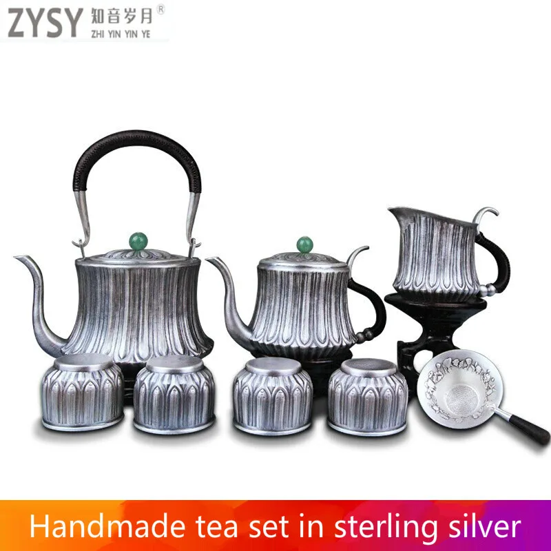 Pure silver exquisi teteapot kettles tea cup  chinese kung fu tea set drinkware