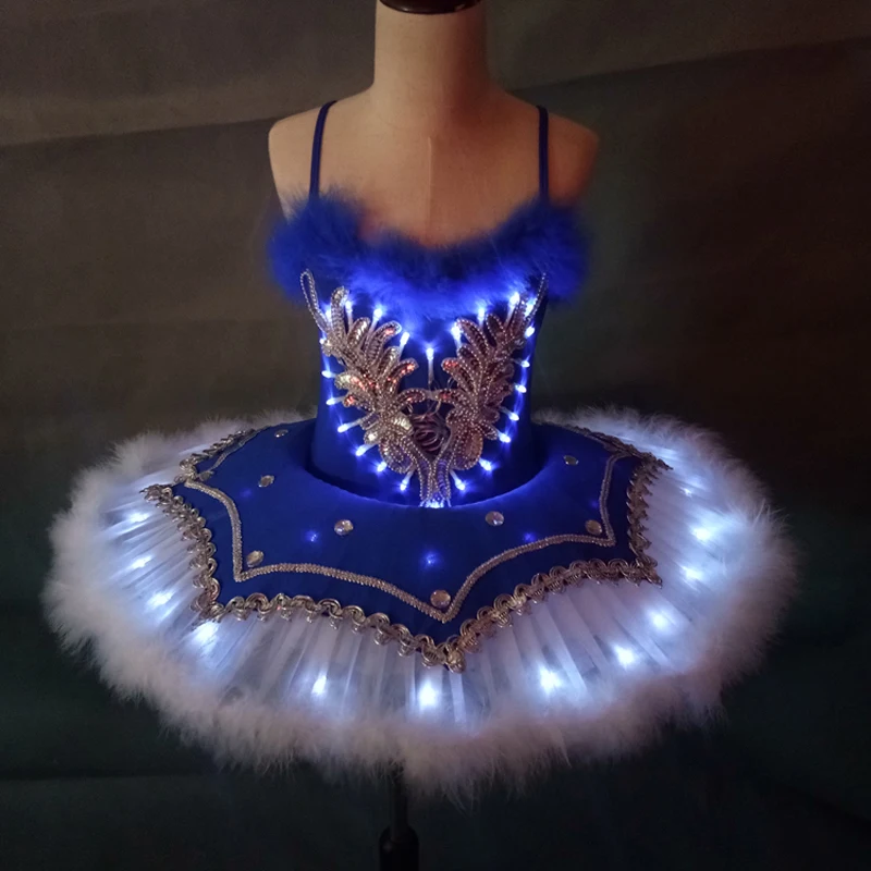 Children Platter Tutu LED Ballet Costumes Feather Swan Lake Girls Dancing luminous Princess Dress Kids Ballerina Party Costume