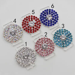 Silver Base Color Rhinestone Bikini Connector Buckles Invitation Card Wedding Ribbon Slider DIY Hair Accessories 15*30mm 5Pcs