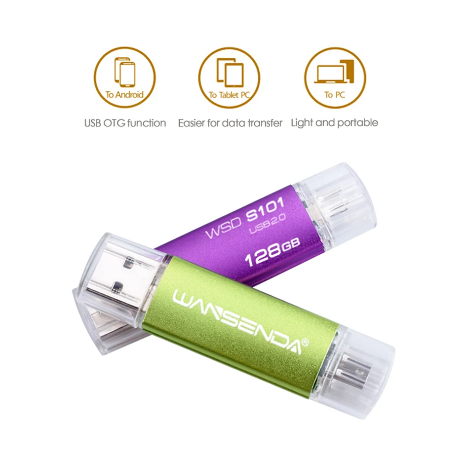 Chiavetta USB Wansenda Metal OTG Pendrive da 4 GB 8 GB 16 GB 32 GB 64 GB 128 GB 256 GB Clé USB per Micro Android/PC Pen Drive