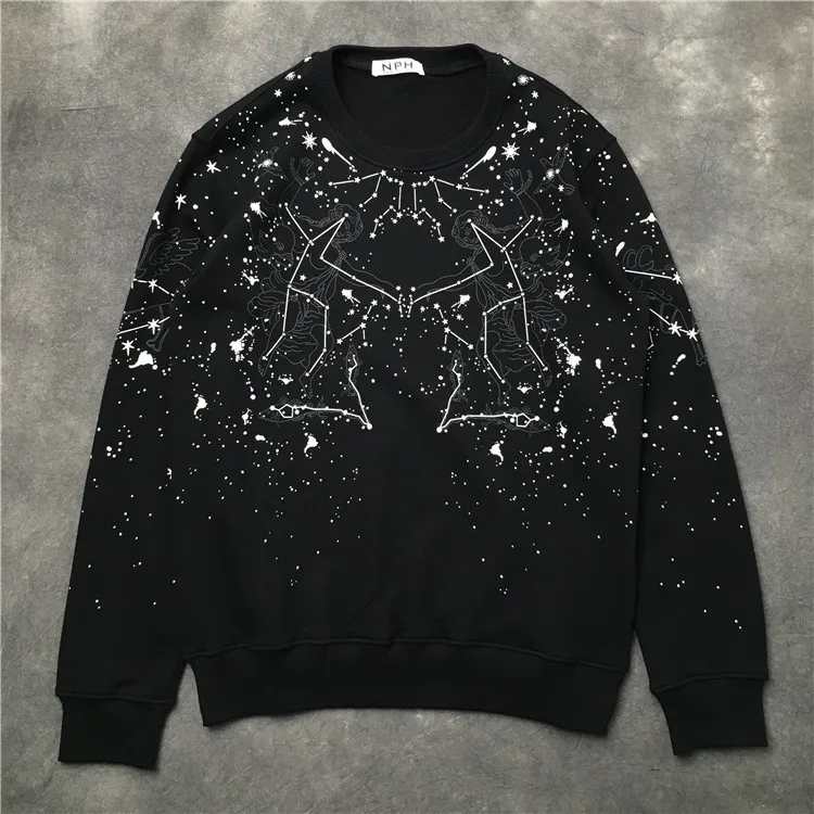 New 2018 Men Scorpio constellation pattern Hoodies Hoody hooded Sweatshirts velvet Cotton Drake Thick Fleece Street Hip hop #H29