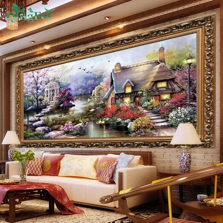 120*63 Needlework Chinese Cross stitch,Set For Embroidery kits,Lake Garden Cabin Cottage landscape pattern Cross-Stitch painting