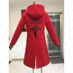 Anime Alchemist Edward Elric Coat Hooded Cosplay Costume Leather  Clothing Custom Made