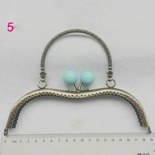 vintage metal purse frame with colorful ball buckle carved pattern handle women female bag clasp hardware accessories 10pcs/lot