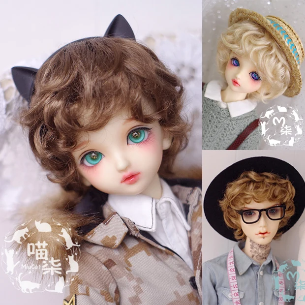 M7-bjd doll wig synthetic mohair blond flax brown 8-9inch 7-8inch 6-7inch 1/3 1/4 1/6