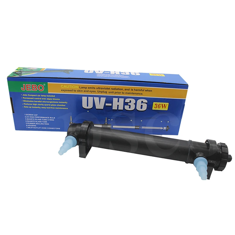 JEBO UV-H36W UVC 36W УФ-стерилизатор, лампа, ультрафиолетовый фильтр, очиститель воды для аквариума, пруда, коралла, кои, аквариума