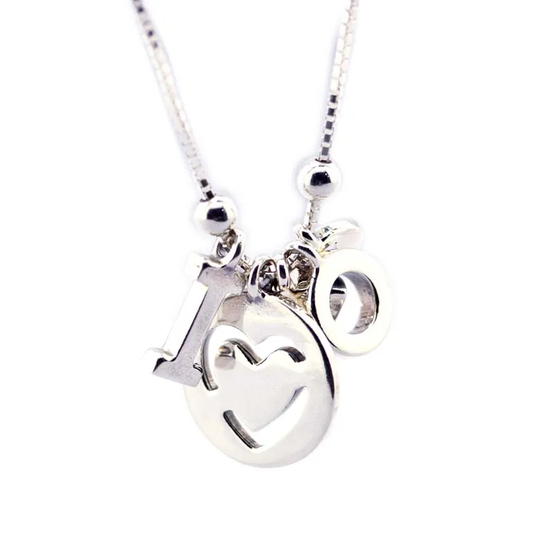 

I Love You Hangs With Sterling Silver Chain Necklace Suitable for Any Neckline Women New Jewelry DIY Wholesale Pendant Necklace