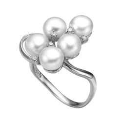 Sinya Birthday Gift 925 Sterling Silver Jewelry 5pcs Genuine Natural Pearls Wedding Band Ring Hot Sale for Women Girl