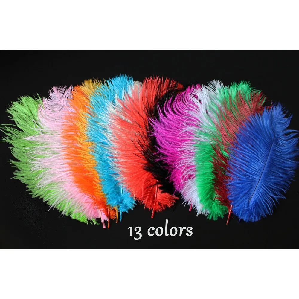 Tigofly 13 pcs colors Dyed Ostrich Feathers Herl Plume Fluffy Body Nymphs Thorax Collar Flies DIY Fly Fishing Tying Materials