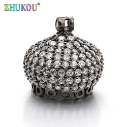 16*15mm High Quality Brass Cubic Zirconia Tassel Caps for Diy Jewelry Findings, Mixed Color, Hole: 1mm, Model:VM21
