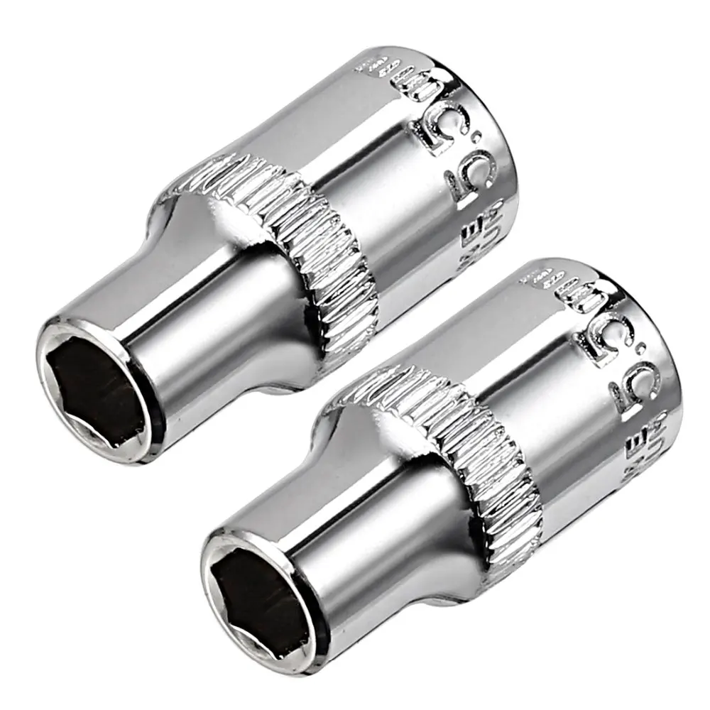 2Pcs Hex Short Socket Head Set 1/4 inch Drive Ratchet Wrench Sockets 5.5mm Cr-V 6 Point Shallow Socket Car Repair Hand Tools