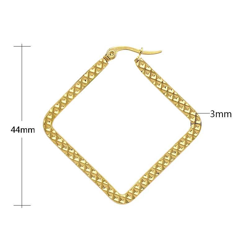 Gold Color 316LStainless Steel Women Earrings Big Square Fashion Hoop Earrings Jewelry Wedding Dangle Earrings Wholesale