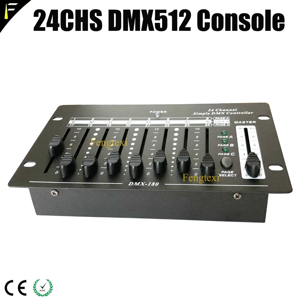 Mini 24 Channels Simple DMX Controller 24CHS Stage Dj Disco Light Fader Console with Chargeable Lithium Battery