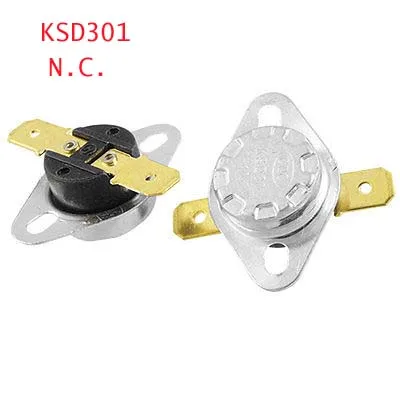 

5 x KSD301 термостат с фиксированной плоской ножкой 50/55/60/65/70/75/80/82/85/90/95/100/105/110-160 градусов Цельсия N.C.
