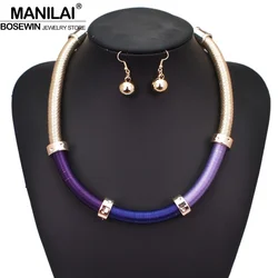 Manilai Bohemia Quấn Dây Vòng Cổ Choker Nữ Cưới Trang Sức Tuyên Bố Dây Chuyền Hợp Kim Yếm Cổ Bông Tai Vòng Cổ Bộ