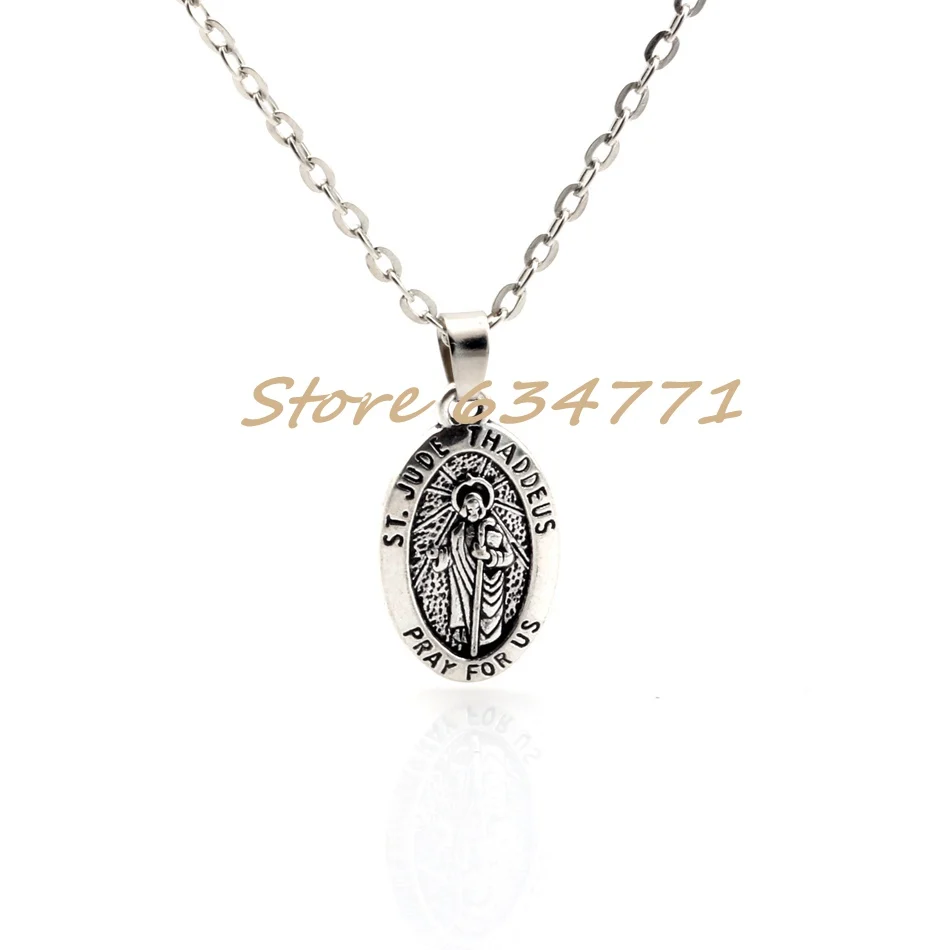 2Pcs Alloy ST. JUDE THADDEUS Pendant Necklace For Religious Belief Jewelry Gifts