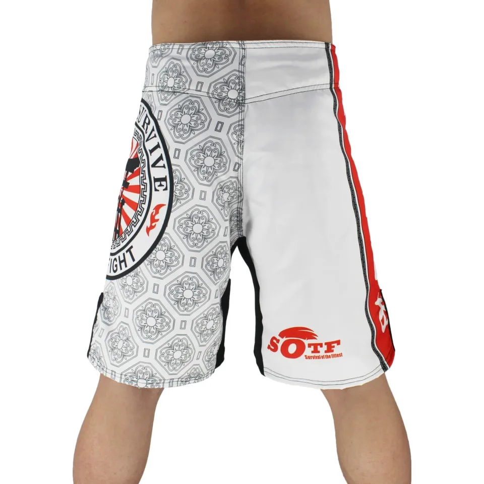 SOTF White Japanese Style Print Ferocious Roar Battle Fitness Shorts mma fight shorts Tiger Muay Thai boxing clothing pretorian