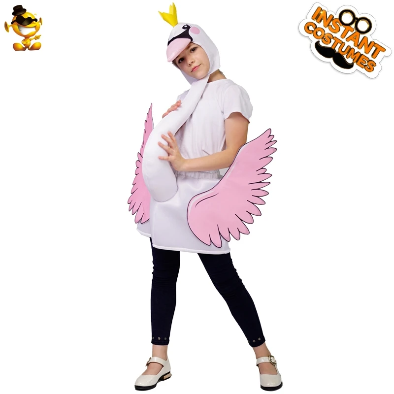 Christmas Child Flamingo Costume Fancy Dress White Mascot Dress Up Flamingo Cosplay Costume