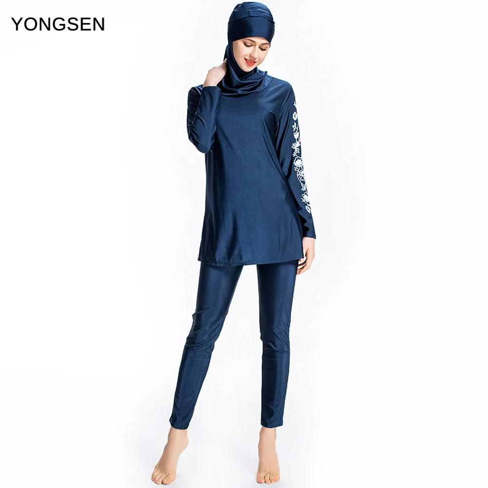 YONGSEN Muslim Swimsuit Burkinis Plus Size Islamic Swimwear Women Full Face Hijab Bikinis for Women Girls 3 piece suit 2022