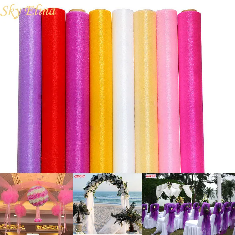 72CMX10M شير كريستال الأورجانزا تول لفة النسيج حفل زفاف عيد ميلاد DIY بها بنفسك زهرة إكليل أقواس نافذة الباب زينة 7z