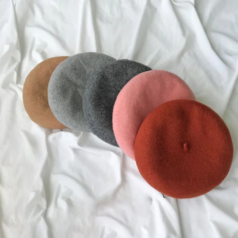 2019 spring Winter Lady Berets Hat Painter style hat Women Wool Vintage Berets Solid Color Caps Female Bonnet Warm Walking Cap