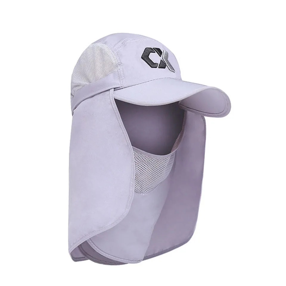 Outdoor Breathable Hiking Camping UV Protection Face Neck Cover Fishing Cap Visor Hat Neck Face Flap Hat Wide Brim Buckle