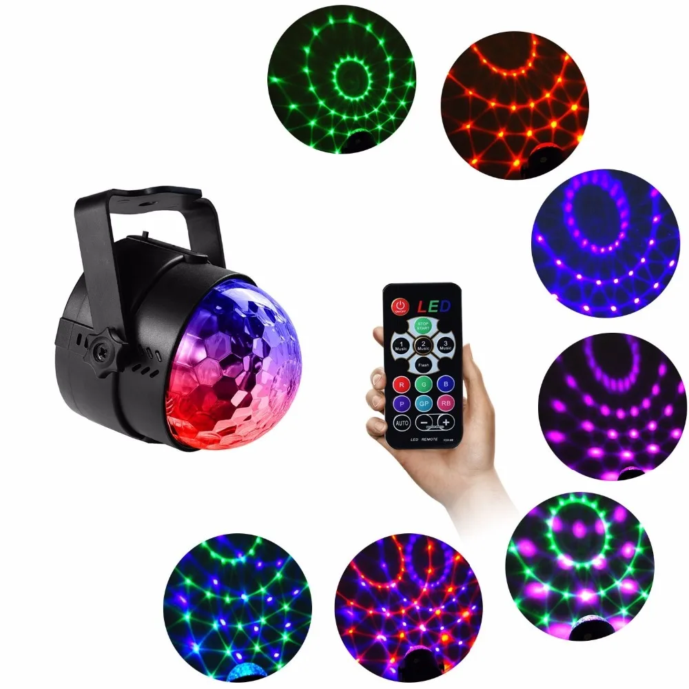 Mini RGB LED Crystal Magic Ball Stage Effect Lighting Lamp Bulb Sound Activated Projector Party Disco Club DJ Light Show Lumiere
