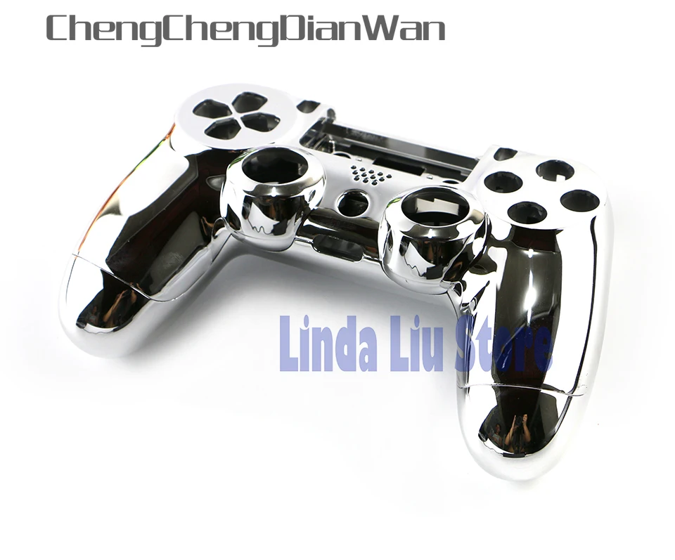 ChengChengDianWan 10pcs Chrome colour Housing case for Playstation 4 PS4 controller shell cover High Quality