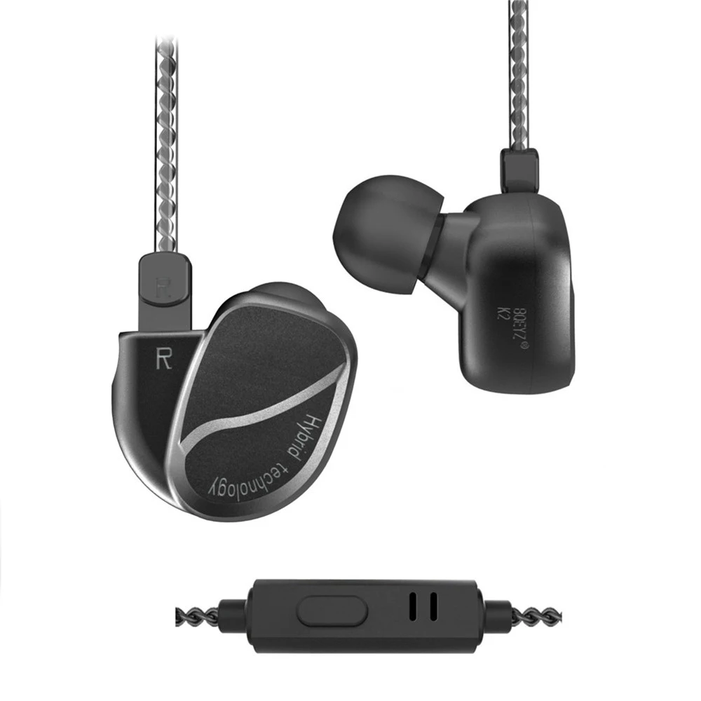 

BQEYZ K2 In Ear Monitor Quad Drivers 2DD 2BA HiFi Noise Isolating Wired Headset Metal Shell Bass Earphones with Microphone