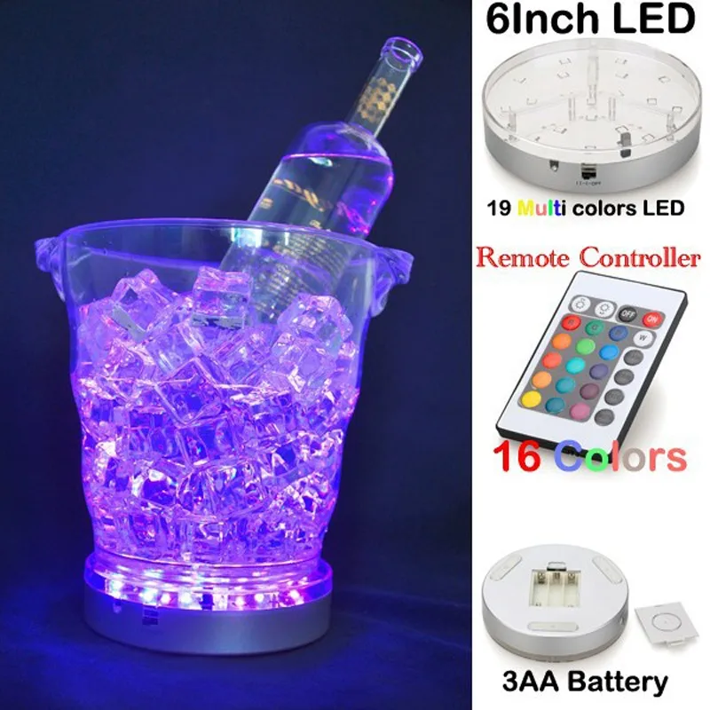 Centerpiece Lighitng !!! Rechargeable Battery 15CM Round Multicolors RGB LED Under Vase Light Base With Remote Controller