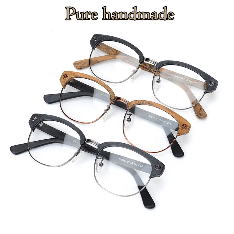 

2025 TAG Hezekiah Brand Vintage Wood Retro Rivet Eyeglasses Frame Men Women Wooden Myopia Prescription Optic Glasses Frame