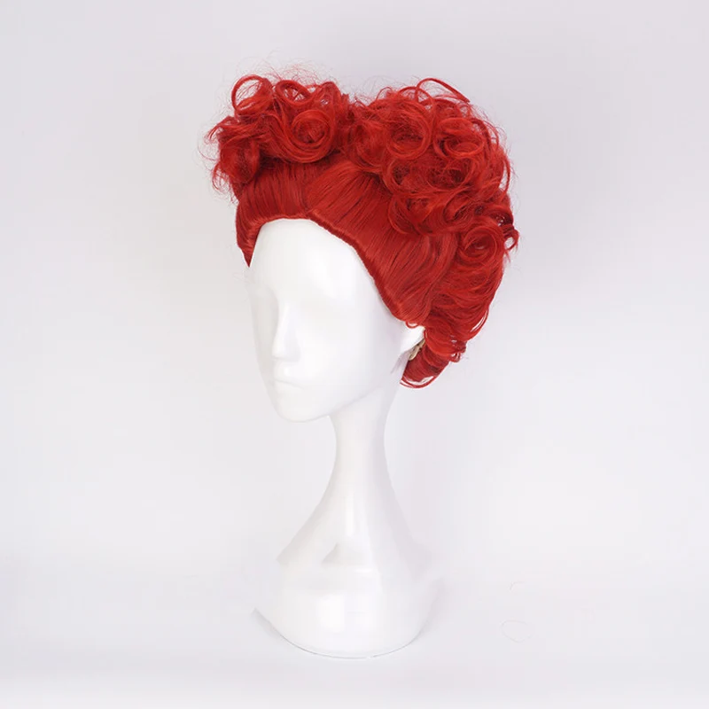 Parrucca Cosplay di Halloween Alice nel paese delle meraviglie Red Queen gioco di ruolo Queen of Hearts Costume capelli rossi + cappellino parrucca