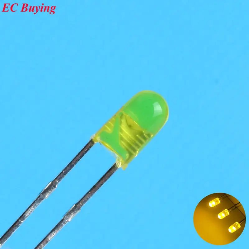 10pcs/lot F3 3mm Yellow LED Round Boundless Light Emitting Diode Diffused Foggy Lamp Bead Plug-in DIY Kit Endless Practice DIP