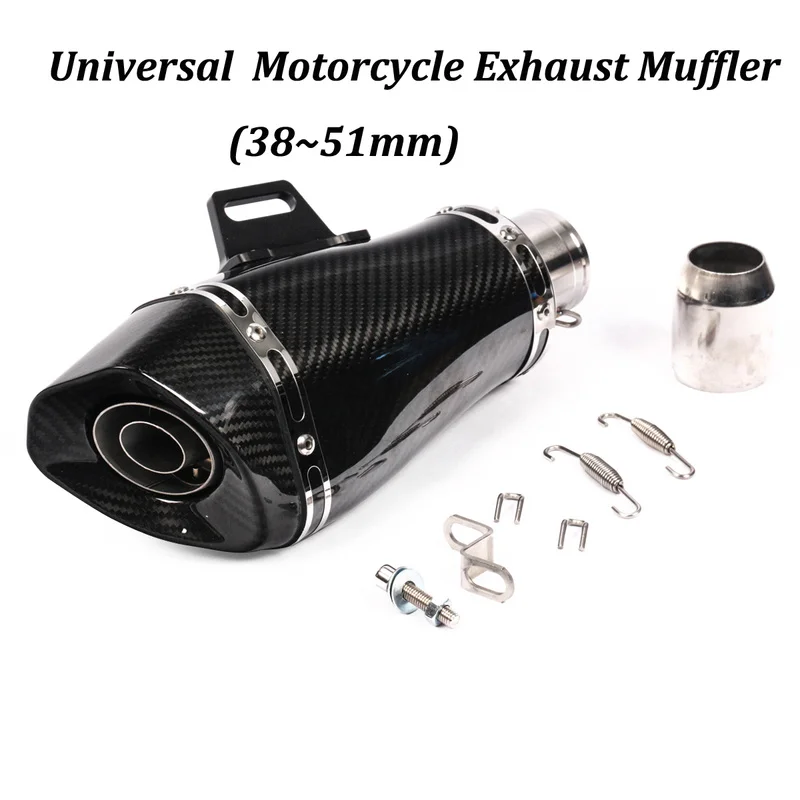 Universal 38~51mm Real carbon fiber+stainless steel Motorcycle Exhaust Muffler Modified With DB Killer For Z900 GSXR750 CBR500